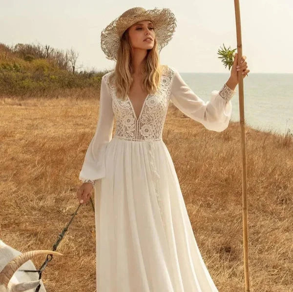 Robe de Mariée Fluide Dentelle Boheme - Robe de mariée bohème