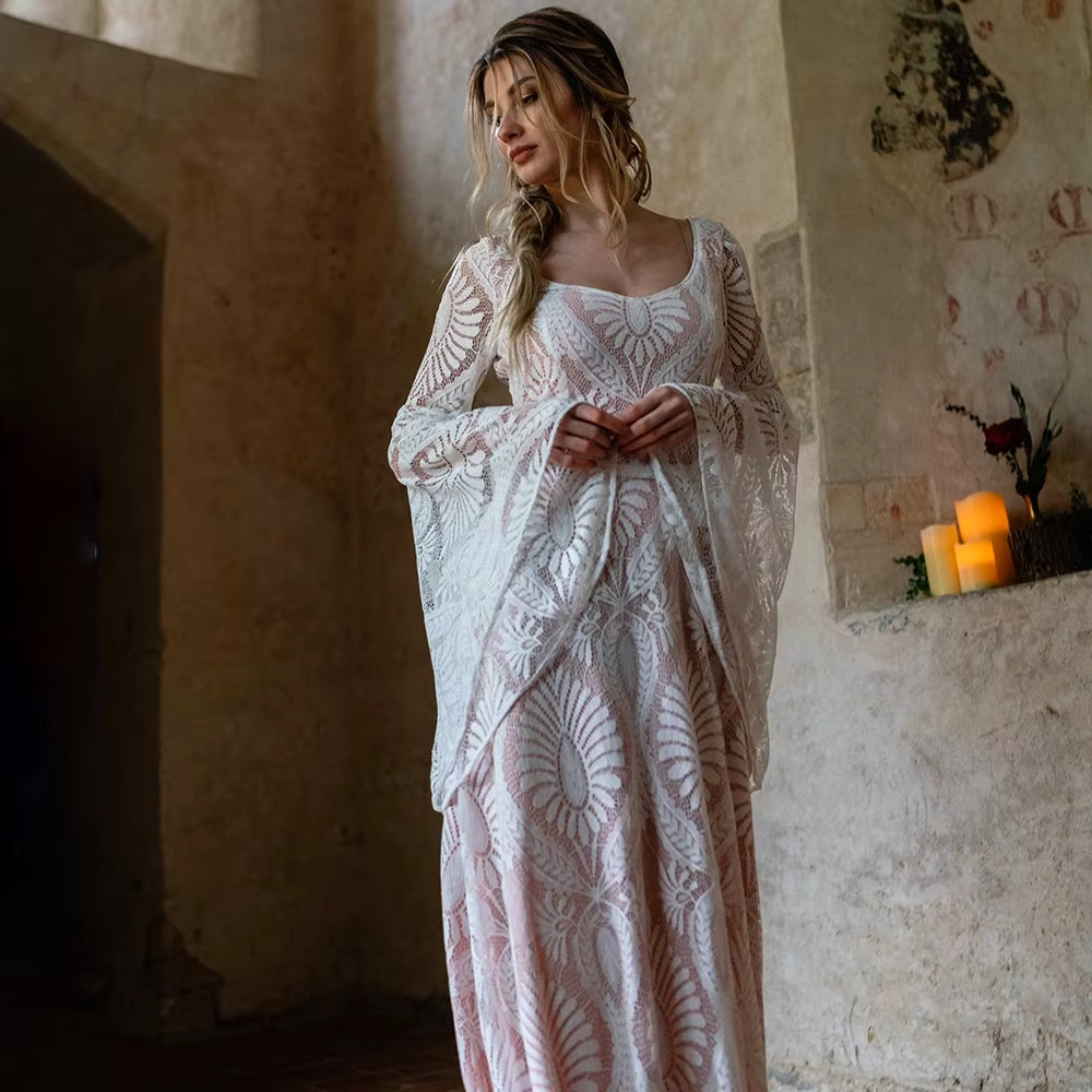 Robe de Mariée Boheme Rose Poudrée - Robe de mariée bohème