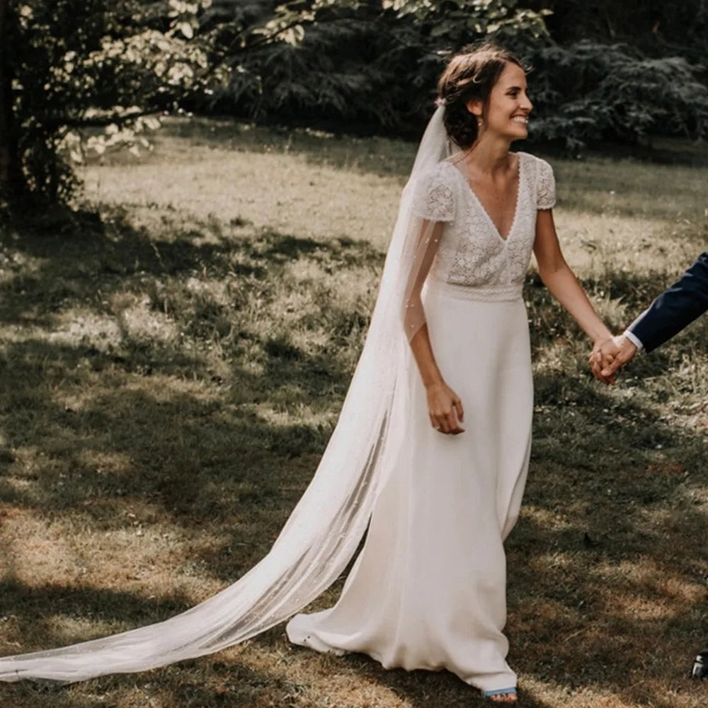 Robe de Mariée Bohème Manche Courte | Robe de Mariée Bohème