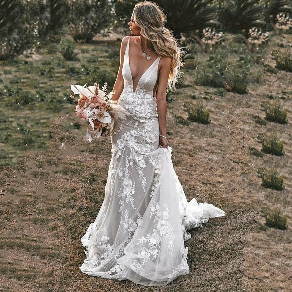Bohème Chic Robe de Mariée Fluide - Robe de mariée bohème